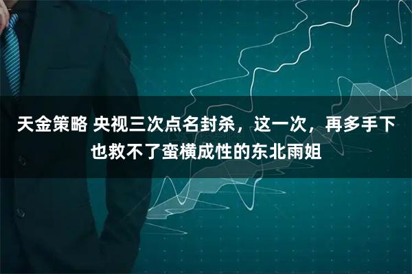 天金策略 央视三次点名封杀，这一次，再多手下也救不了蛮横成性的东北雨姐